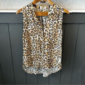 Bella Dahl Leopard Print Semi Sheer‎ Tank Brown Cream Black size M
